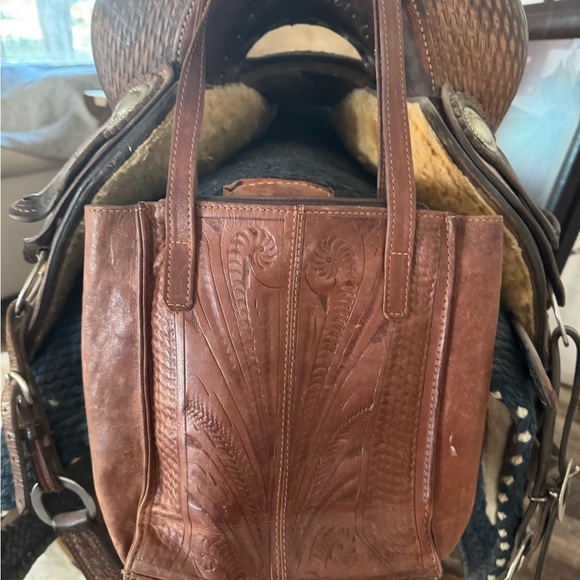Leather Tooled Western Star Bag Vintage - Picture 3 of 11